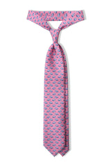 3-Fold Italian Car Patterned Printed Silk Tie - Bubblegum - Brunati Como®