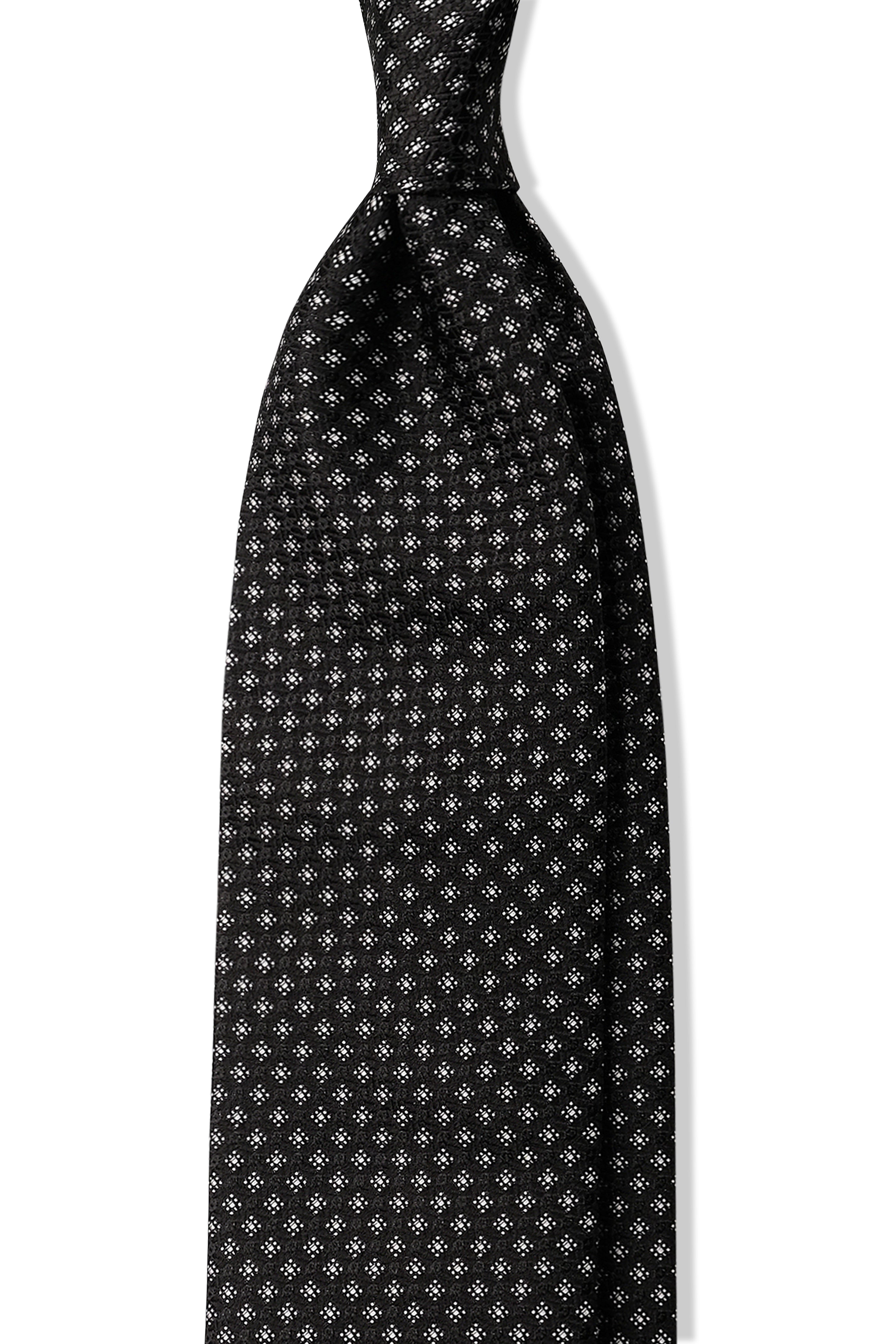 3- Fold Silk Jacquard Tie - Black / Silver | Brunati Como®