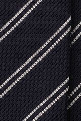 3-Fold Striped Silk Grenadine Garza Grossa - Navy/White - Brunati Como®