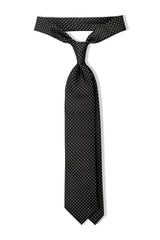 3- Fold Silk Jacquard Tie - Black / Silver - Brunati Como®