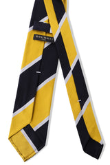 3-Fold Regimental Repp Silk Tie - Yellow / Very Dark Navy / White