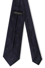 3-Fold Heraldic Repp Silk Tie - Navy / Forest / Burgundy - Brunati Como®