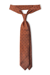 3-fold Floral Silk Jacquard Tie - Copper / Brown / Light Blue