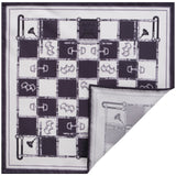 Horsebit Pattern Silk Pocket Square - Navy / White