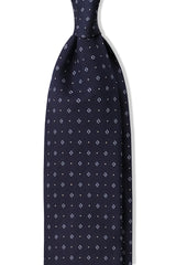 3-Fold Floral Silk Jacquard Tie - Navy / Light Blue / Off White - Brunati Como®