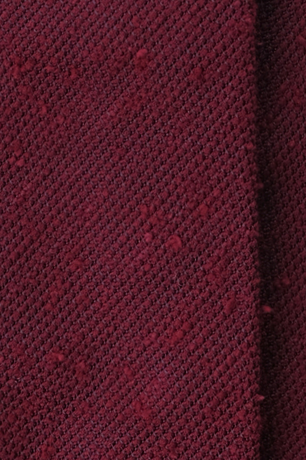 3-Fold Plain Silk Grenadine Shantung Tie - Burgundy
