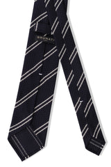 3-Fold Striped Silk Grenadine Garza Grossa - Navy/White - Brunati Como®