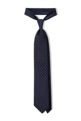 3-Fold Floral Silk Jacquard Tie - Navy / Light Blue / Off White - Brunati Como®