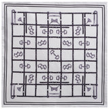 Horsebit Pattern Silk Pocket Square - White / Black
