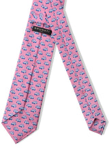 3-Fold Italian Car Patterned Printed Silk Tie - Bubblegum - Brunati Como®