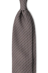 3-Fold Interlocking Chains Printed Silk Tie - Olive/Silver/Taupe