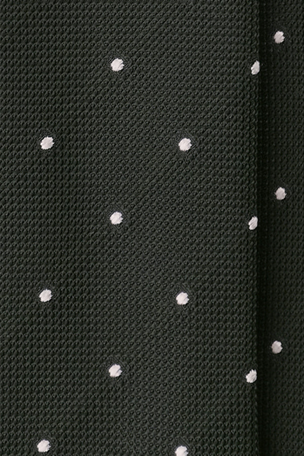 3-Fold Polka Dot Silk Grenadine Jacquard Tie - Forest/White - Brunati Como®