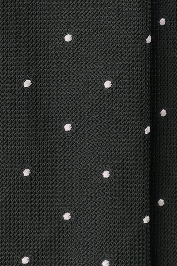 3-Fold Polka Dot Silk Grenadine Jacquard Tie - Forest/White