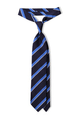 3-Fold Regimental Repp Silk Tie - Navy / Royal Blue / Off-White