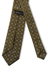 3-Fold Floral Silk Jacquard Tie - Olive / Silver / Light Blue - Brunati Como®