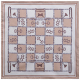 Horsebit Pattern Silk Pocket Square - Beige / White