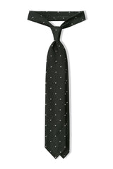 3-Fold Polka Dot Silk Grenadine Jacquard Tie - Forest/White - Brunati Como®