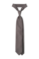 3-Fold Interlocking Chains Printed Silk Tie - Olive/Silver/Taupe