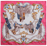 Saddle Pattern Silk Pocket Square - Vivid Pink