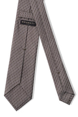 3-Fold Interlocking Chains Printed Silk Tie - Olive/Silver/Taupe