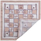 Horsebit Pattern Silk Pocket Square - Beige / White