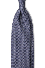 3-Fold Interlocking Chains Printed Silk Tie - Light Blue/Silver/Navy