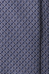 3-Fold Interlocking Chains Printed Silk Tie - Light Blue/Silver/Navy