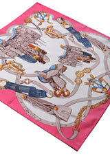 Saddle Pattern Silk Pocket Square - Vivid Pink