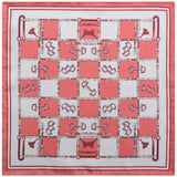 Horsebit Pattern Silk Pocket Square - Salmon / White