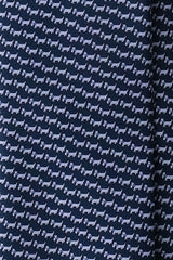 3-Fold Dog Patterned Printed Silk Tie - Navy / Blue Grey - Brunati Como®