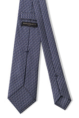 3-Fold Interlocking Chains Printed Silk Tie - Light Blue/Silver/Navy