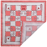Horsebit Pattern Silk Pocket Square - Salmon / White