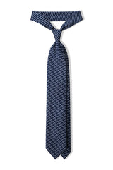 3-Fold Dog Patterned Printed Silk Tie - Navy / Blue Grey - Brunati Como®