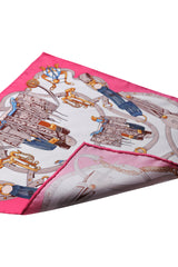 Saddle Pattern Silk Pocket Square - Vivid Pink
