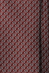 3-Fold Interlocking Chains Printed Silk Tie - Red/Silver/Dark Brown