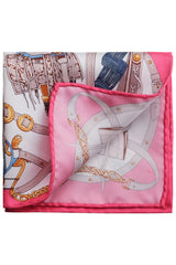 Saddle Pattern Silk Pocket Square - Vivid Pink