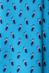 3-Fold Golf Player Patterned Printed Silk Tie - Blue - Brunati Como®
