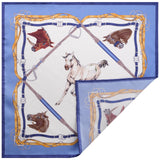 Horse Pattern Silk Pocket Square - Light Blue / White / Mix