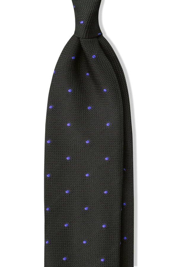 3-Fold Polka Dot Silk Grenadine Jacquard Tie - Forest/Lilac