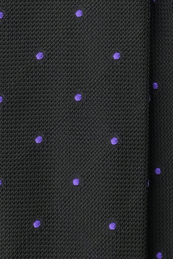 3-Fold Polka Dot Silk Grenadine Jacquard Tie - Forest/Lilac