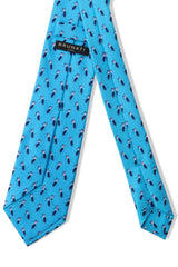 3-Fold Golf Player Patterned Printed Silk Tie - Blue - Brunati Como®