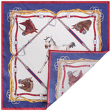 Horse Pattern Silk Pocket Square - Red / Blue / White / Mix