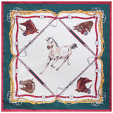 Horse Pattern Silk Pocket Square - Red / Forest / White / Mix
