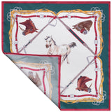 Horse Pattern Silk Pocket Square - Red / Forest / White / Mix