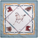 Horse Pattern Silk Pocket Square - Green / Mint / White / Mix