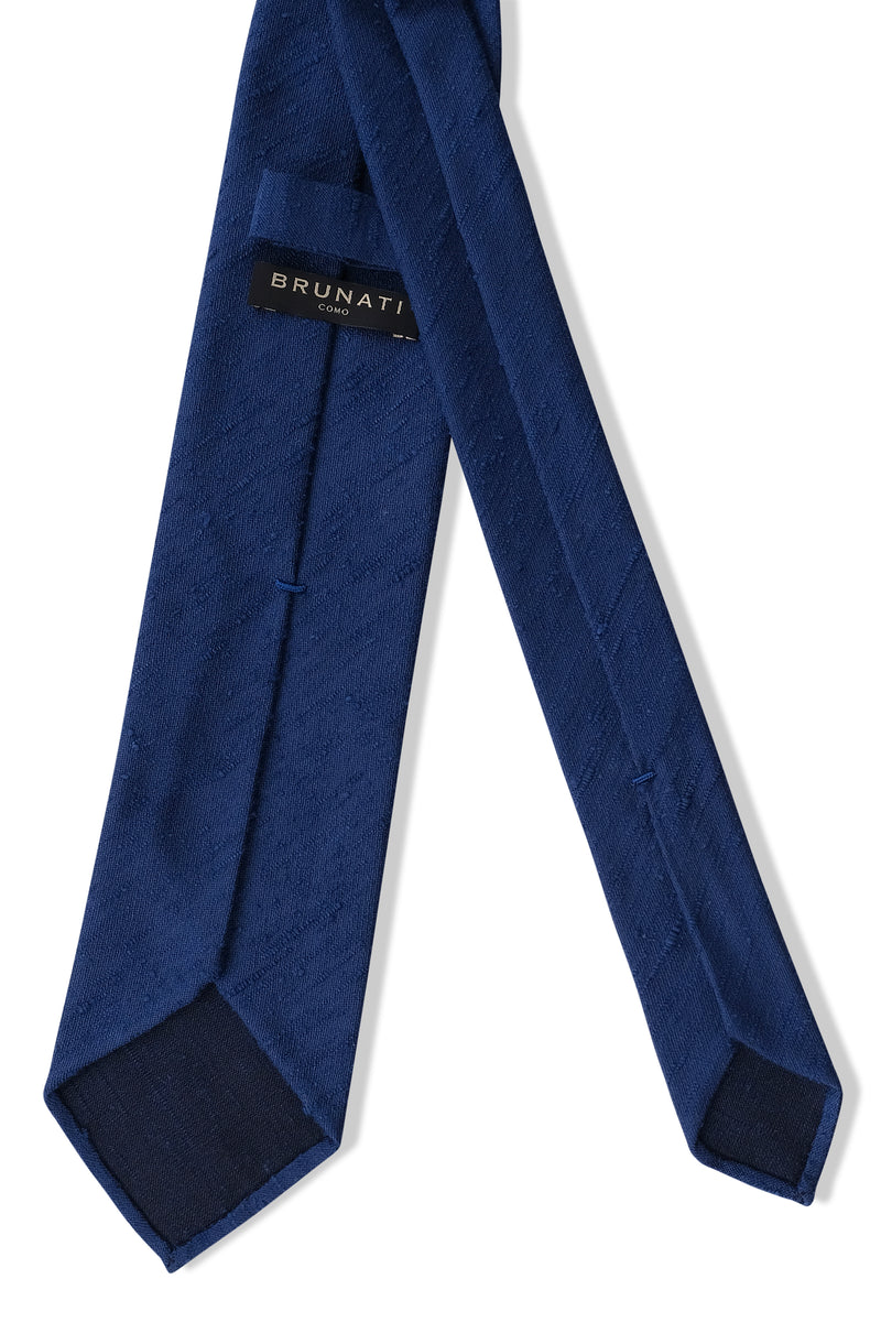3-Fold Plain Silk Shantung Tie - Royal Blue - Brunati Como®