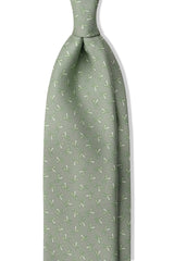 3-Fold Tie Patterned Printed Silk Tie - Pistacio - Brunati Como®