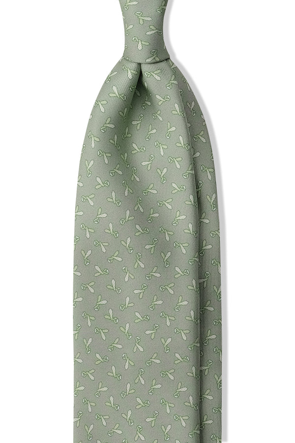 3-Fold Tie Patterned Printed Silk Tie - Pistacio - Brunati Como®