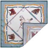 Horse Pattern Silk Pocket Square - Green / Mint / White / Mix