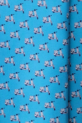 3-Fold Italian Scooter Patterned Printed Silk Tie - Blue - Brunati Como®